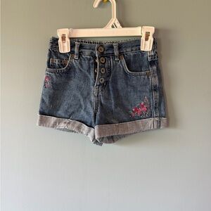 Faded Glory Blue Jean Shorts with Pink Embroidery